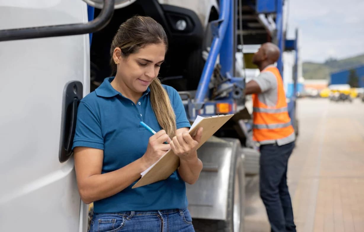 Vehicle pickup - Step 2 of car shipping process showing a car being loaded onto a transport truck